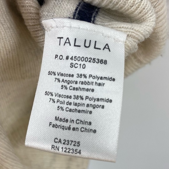 Talula Cashmere Angora Striped Sweater Heathered Ivory Black Womens XS - Picture 3 of 6